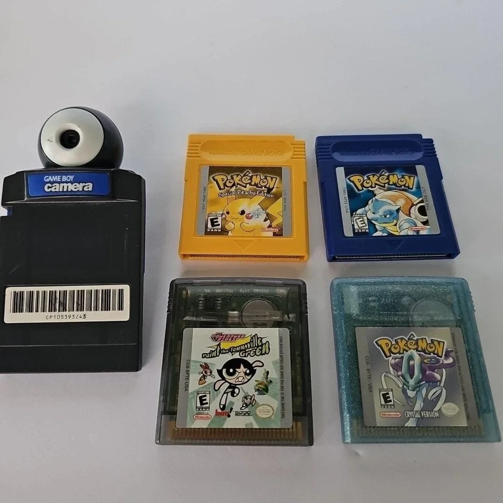 Vtg Nintendo Game Boy Color LOT 3 Pokemon Pikachu Crystal Blue Game Camera WORKS